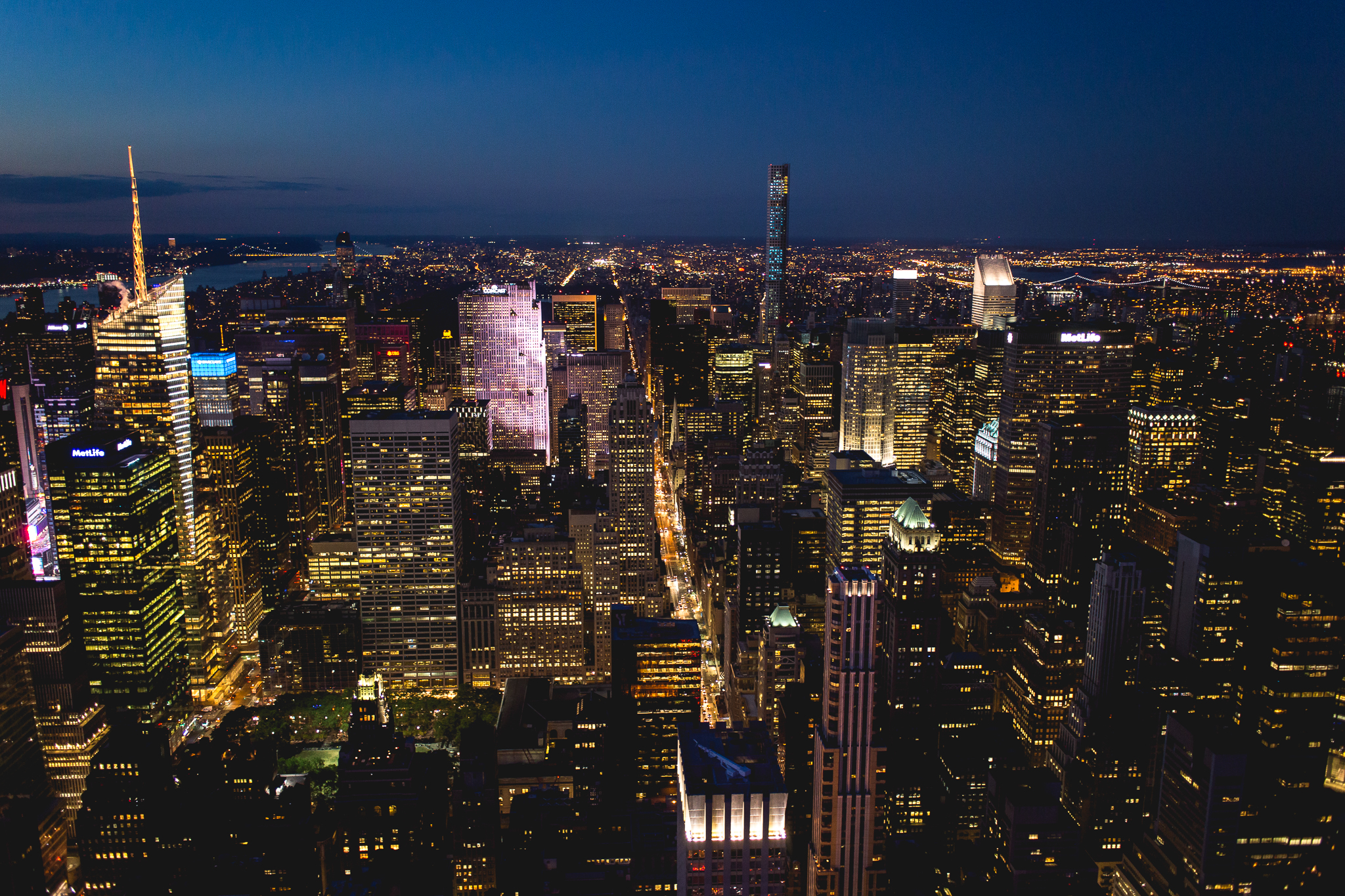 Night view of Midtown Manhattan by night.