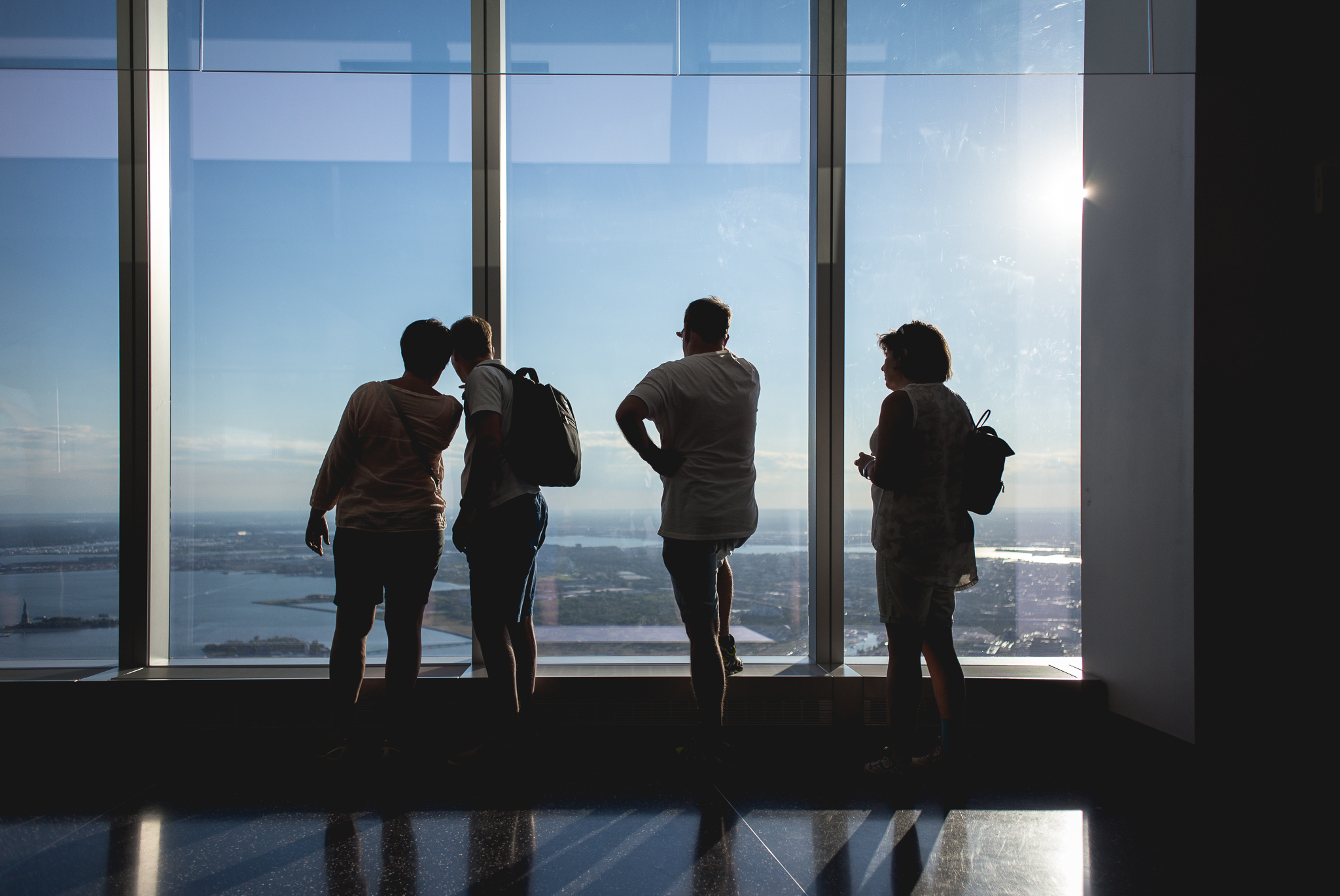 Onlookers at the World Trade Center observatory.