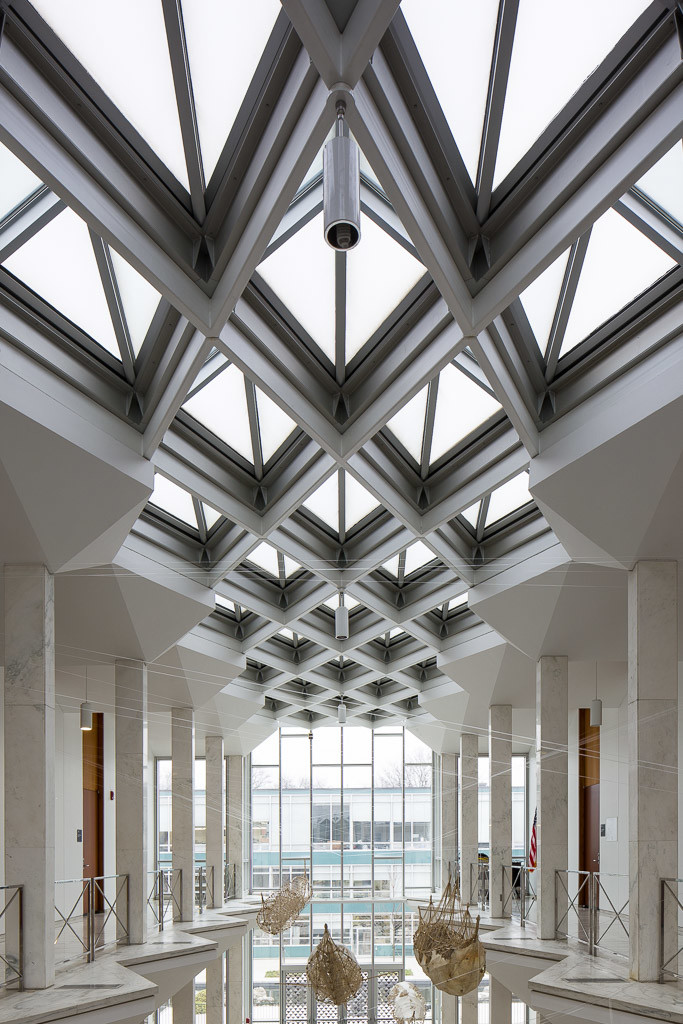 Interior of McGregor Memorial Conference Center at Wayne State University by Minoru Yamasaki.